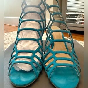 Vince Camuto Turquoise Cage Heels